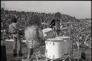 Hollywood Speedway Rock Festival: Wet Willie in performance, Lewis Ross (drums), Rick Hirsch (guitar), Jimmy Hall (vocals)