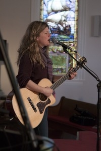 Dar Williams, at sound check at the First Congregational Church in Wellfleet