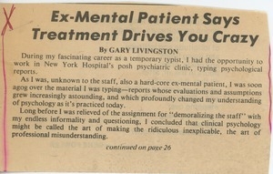 Ex-mental patient says treatment drives you crazy
