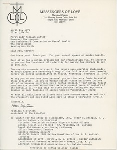 Letter from Patricia R. Teutsch to Rosalynn Carter