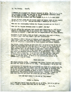 Letter from Archie L. Weaver to W. E. B. Du Bois