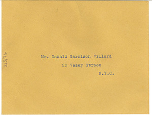 Envelope addressed to Mr. Oswald Garrison Villard