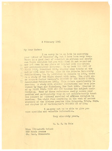 Letter from W. E. B. Du Bois to Elizabeth Schuck
