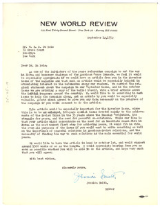 Letter from New World Review to W. E. B. Du Bois