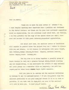 Letter from Eslanda Robeson to W. E. B. Du Bois