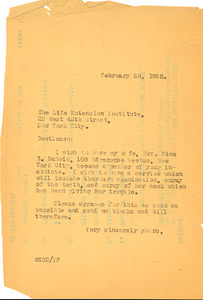Letter from W. E. B. Du Bois to Life Extension Institute