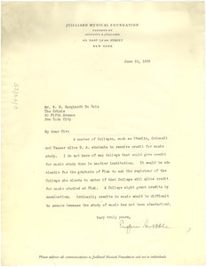 Letter from Juilliard Musical Foundation to W. E. B. Du Bois