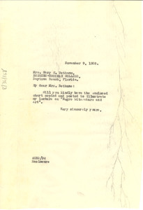 Letter from W. E. B. Du Bois to Bethune-Cookman College