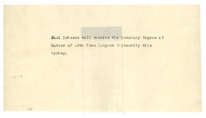 Honorary degree for Paul Robeson
