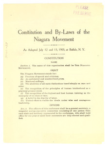 Constitution and by-laws of the Niagara Movement