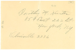 Address of Dorothy M. Hunter