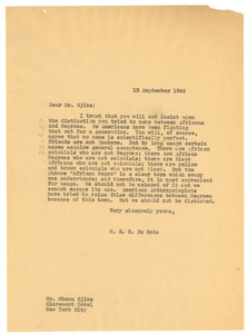 Letter from W. E. B. Du Bois to Mbonu Ojike