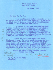 Letter from Edwin W. Smith to W. E. B. Du Bois