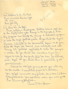 Letter from Anna Vivian Brown to W. E. B. Du Bois