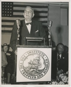 Colonel John N. Smith speaking at graduation exercises