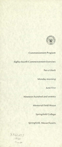 Springfield College Commencement Program (1970)