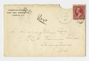 Envelope to a letter to Amos Alonzo Stagg from the Princeton University Football Association dated September 22, 1891