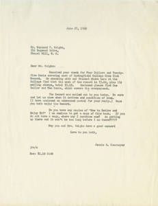 Letter from Jennie Cournoyer to Raymond Kaighn (June 27, 1960)
