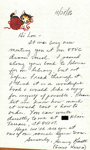 Correspondence from Ginny Knuth to Lou Sullivan (November 28, 1986)
