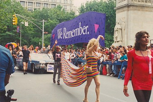 A Photograph of Sylvia Rivera and Queen Alison at the 1995 NYC Pride Parade