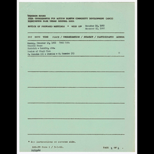 Agenda, minutes and attendance list for Humboldt-Lansing area meeting on November 19, 1962