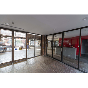 Harriet Tubman House entrance vestibule on Columbus Avenue facing atrium, right
