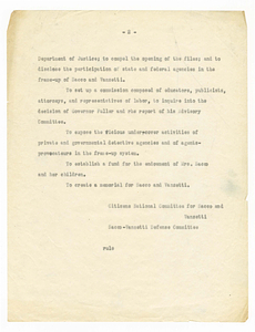 Statement by Citizens National Committee for Sacco and Vanzetti following execution, August 23, 1927