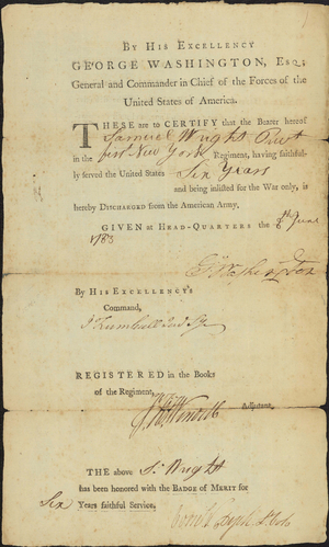 Discharge certificate, 1783 June 8
