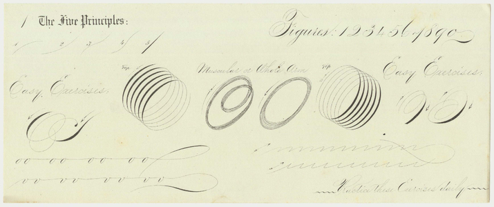 Gaskell's penmanship sheets, about 1879