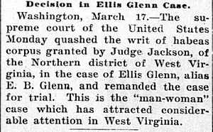 Decision in Ellis Glenn Case.