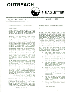 Outreach Newsletter Vol. 11 No. 1 (Winter 1987)