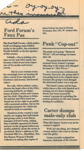 Newspaper clipping, "Ford Forum's Faux Pas", 1979