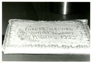Cake for Suffolk University's athletics banquet, 1993