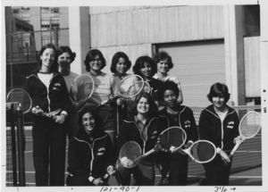 Suffolk University women's tennis team portrait, 1978