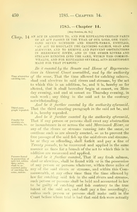 1785 Chap. 0014 An Act In Addition To, And For Repealing Certain Parts Of An Act Passed In The Year Of Our Lord, One Thousand Seven Hundred And Eighty-Three, Entitled, "An Act To Regulate The Catching Salmon, Shad And Alewives, And To Remove And Prevent Obstructions In Merrimack River, And In The Other Rivers And Streams Running Into The Same, Within This Commonwealth, And For Repealing Several Acts Heretofore Made For That Purpose."