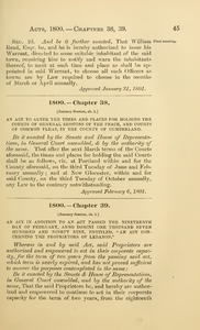 1800 Chap. 0038 An Act To Alter The Times And Places For Holding The Courts Of General Sessions Of The Peace, And Courts Of Common Pleas, In The County Of Cumberland.