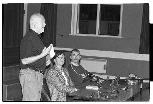 Danny Morrison, writer and publicity officer for Sinn Fein. Shots taken when he gave a talk on his latest book "Rebel Columns" at Downpatrick Arts Centre. Also present were Catríona Ruane MLA and Eamon McConvey, both Sinn Fein members