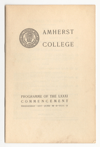 Amherst College Commencement program, 1902 June 25