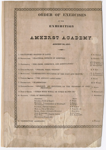 Amherst Academy exhibition program, 1827 August 20