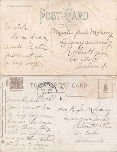 Postcards from Boston to Cork, 1915 (back)