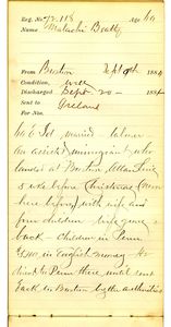 Tewksbury Almshouse Intake Record: Beatty, Malachi