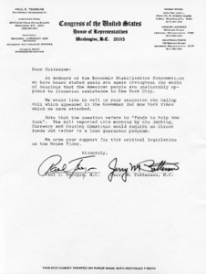 Letter to Colleague from Paul E. Tsongas and Jerry M. Patterson