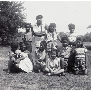 A group of children poses for the camera at Breezy Meadows Camp