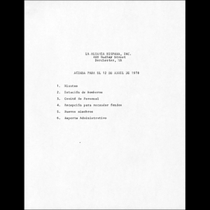 Agenda para el 12 de Abril de 1978.