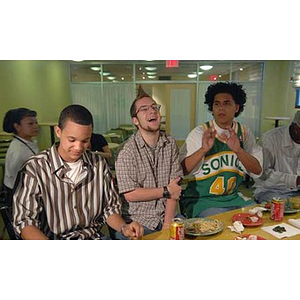 Three Torch Scholars during their visit to the Exhibition Kitchen