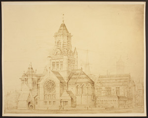Photograph of H. H. Richardson's preliminary design drawing for Trinity Church