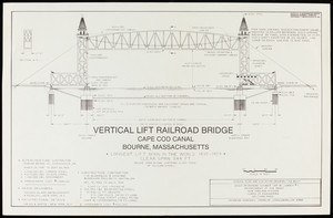 Vertical lift railroad bridge, general plan and elevation drawing