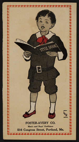 Style book, Foster-Avery Co., men's and boys' outfitters, 516 Congress Street, Portland, Maine, undated