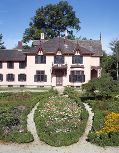 View of south side with garden, Roseland Cottage, Woodstock, Conn.