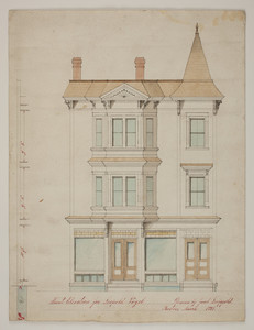 Front elevation of a store front with house above for Leopold Vogel in West Roxbury, Mass., 1891